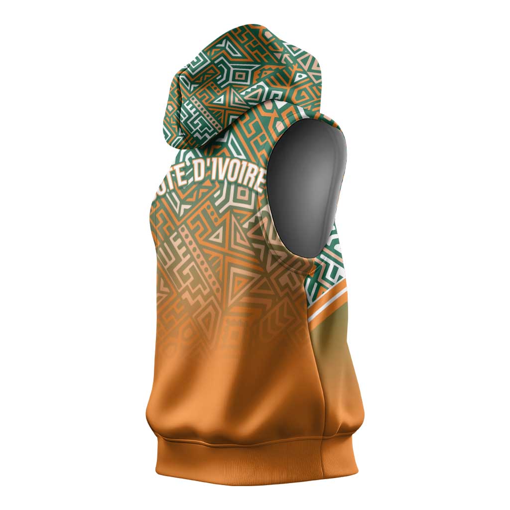 Ivory Coast Football Tribal Patterns Sleeveless Hoodie WC2026 - African Pride
