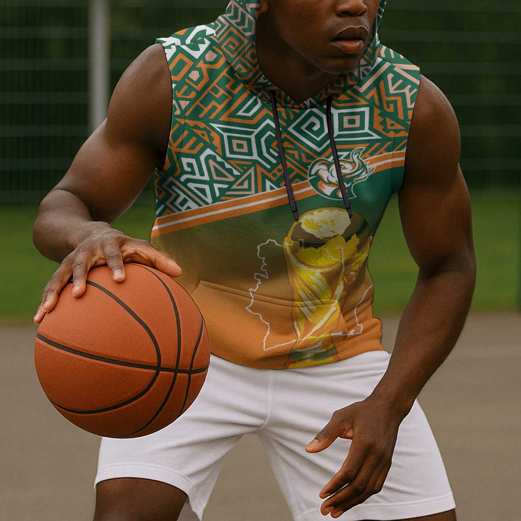 Ivory Coast Football Tribal Patterns Sleeveless Hoodie WC2026 - African Pride