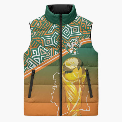 Ivory Coast Football Tribal Patterns Sleeveless Puffer Jacket WC2026 - African Pride