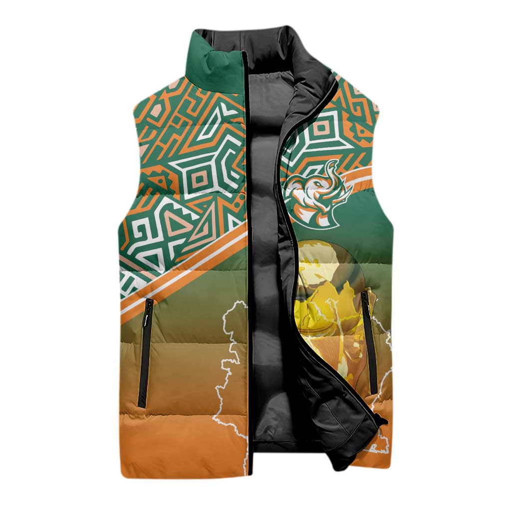 Ivory Coast Football Tribal Patterns Sleeveless Puffer Jacket WC2026 - African Pride