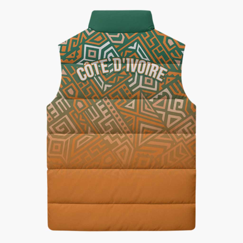 Ivory Coast Football Tribal Patterns Sleeveless Puffer Jacket WC2026 - African Pride