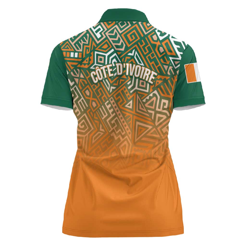 Ivory Coast Football Tribal Patterns Women Polo Shirt WC2026 - African Pride
