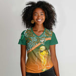 Ivory Coast Football Tribal Patterns Women V-Neck T-Shirt WC2026 - African Pride