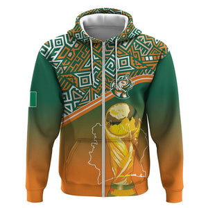 Ivory Coast Football Tribal Patterns Zip Hoodie WC2026 - African Pride