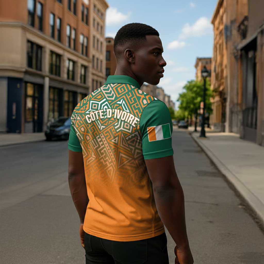 Ivory Coast Football Tribal Patterns Zipper Polo Shirt WC2026 - African Pride