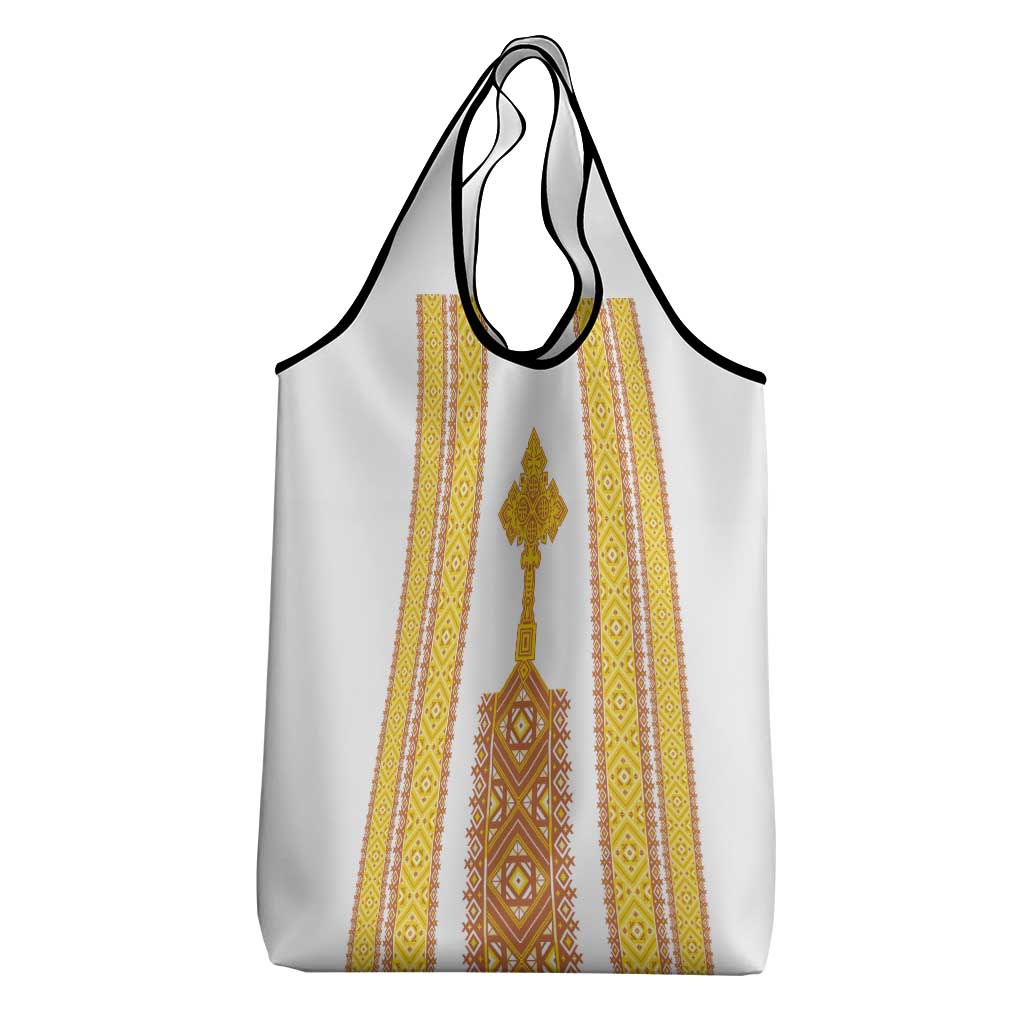 Habesha Motifs Ethiopia Grocery Bag Tilet White Gold