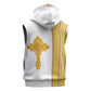 Habesha Motifs Ethiopia Sleeveless Hoodie Tilet White Gold - African Pride