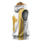 Habesha Motifs Ethiopia Sleeveless Hoodie Tilet White Gold - African Pride