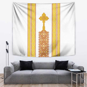 Habesha Motifs Ethiopia Tapestry Tilet White Gold