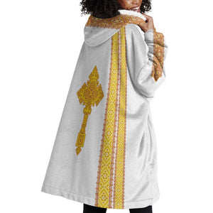 Habesha Motifs Ethiopia Wearable Blanket Hoodie Tilet White Gold
