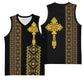 Habesha Motifs Ethiopia Basketball Jersey Tilet Black Gold LT7