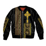 Habesha Motifs Ethiopia Bomber Jacket Tilet Black Gold