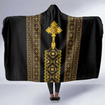 Habesha Motifs Ethiopia Hooded Blanket Tilet Black Gold