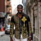 Habesha Motifs Ethiopia Long Sleeve Button Shirt Tilet Black Gold