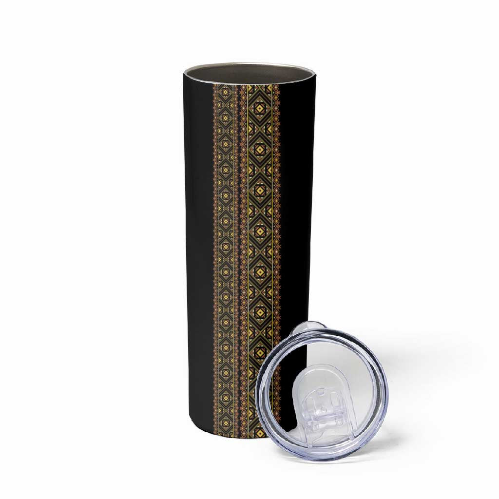 Habesha Motifs Ethiopia Skinny Tumbler Tilet Black Gold