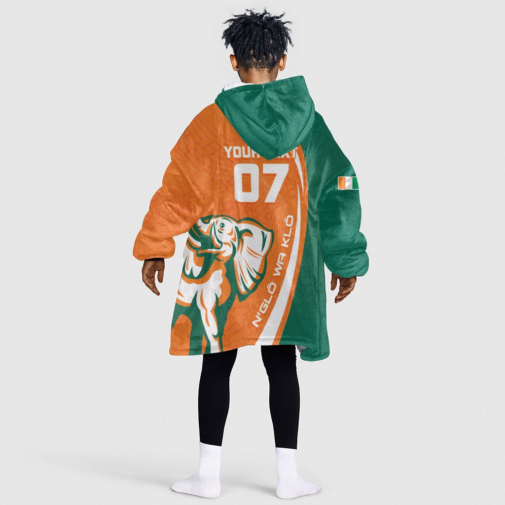 Cote d'Ivoire WC2026 Custom Kid Wearable Blanket Hoodie Making History - GO Elephants