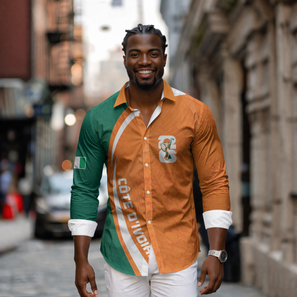 Cote d'Ivoire WC2026 Custom Long Sleeve Button Shirt Making History - GO Elephants