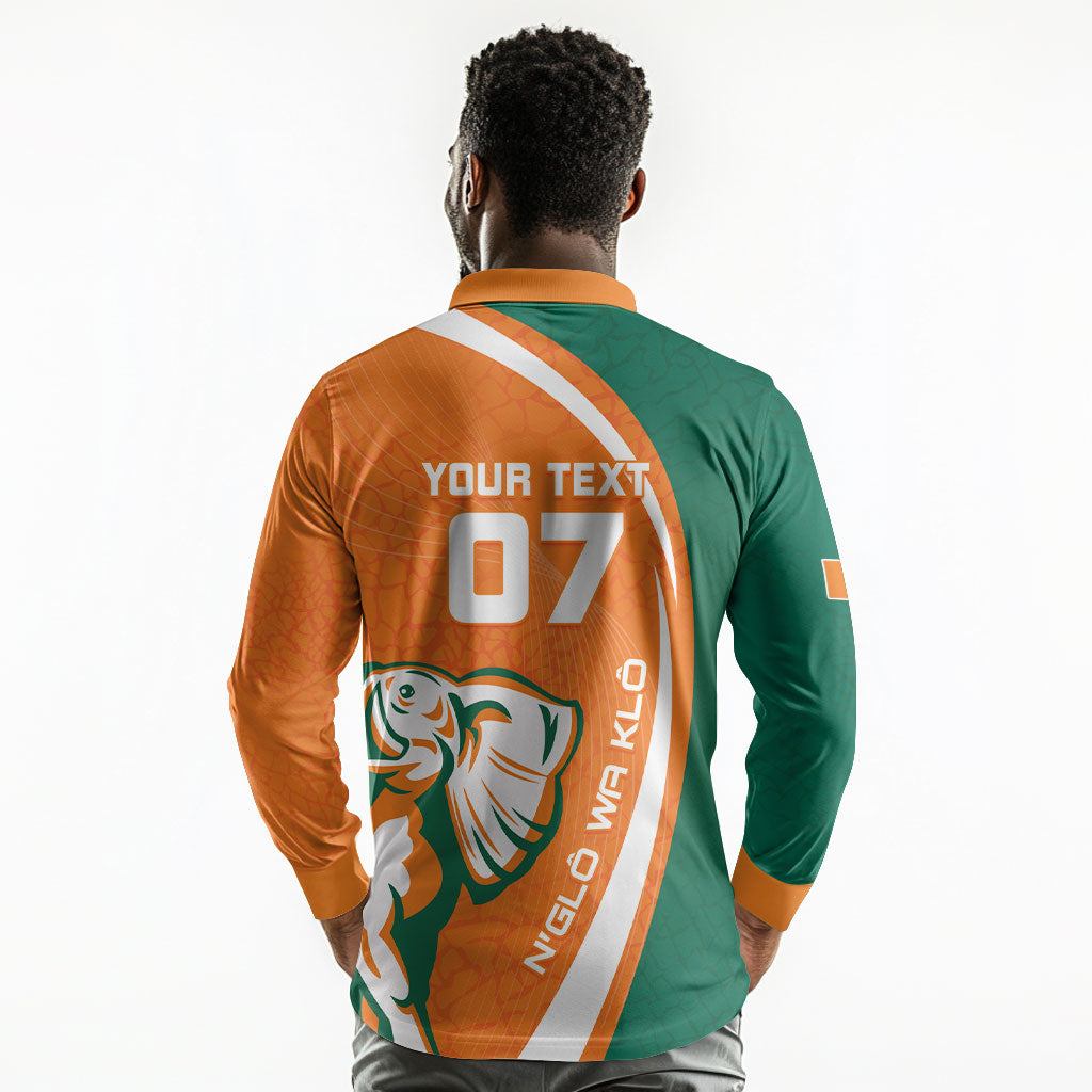 Cote d'Ivoire WC2026 Custom Long Sleeve Polo Shirt Making History - GO Elephants
