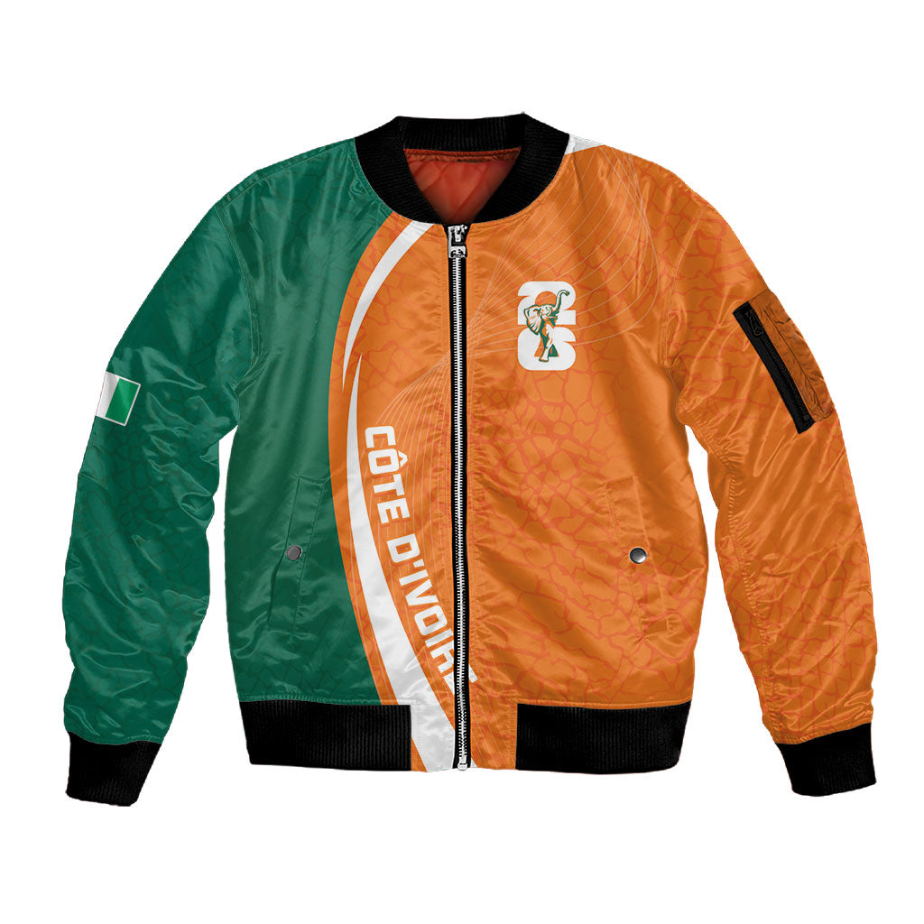 Cote d'Ivoire WC2026 Custom Sleeve Zip Bomber Jacket Making History - GO Elephants