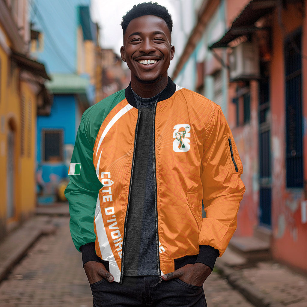 Cote d'Ivoire WC2026 Custom Sleeve Zip Bomber Jacket Making History - GO Elephants