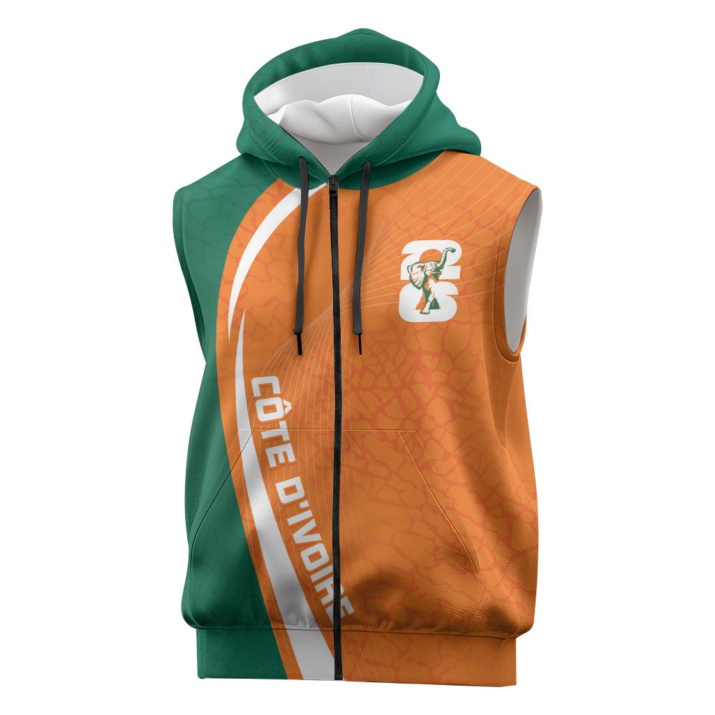 Cote d'Ivoire WC2026 Custom Sleeveless Zip Hoodie Making History - GO Elephants