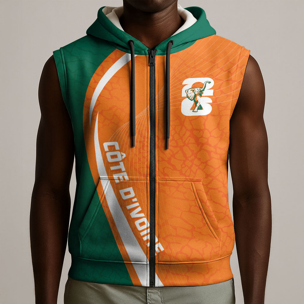 Cote d'Ivoire WC2026 Custom Sleeveless Zip Hoodie Making History - GO Elephants