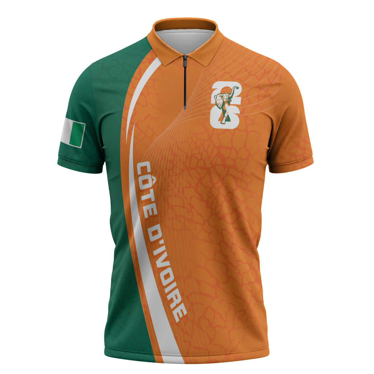 Cote d'Ivoire WC2026 Custom Zipper Polo Shirt Making History - GO Elephants