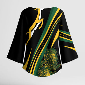 South Africa Bokke Modern Simple Motifs Kimono Sleeve Blouse