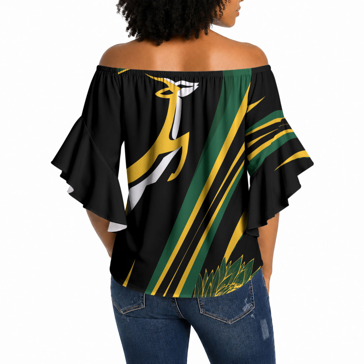 South Africa Bokke Modern Simple Motifs Off Shoulder Wrap Waist Top
