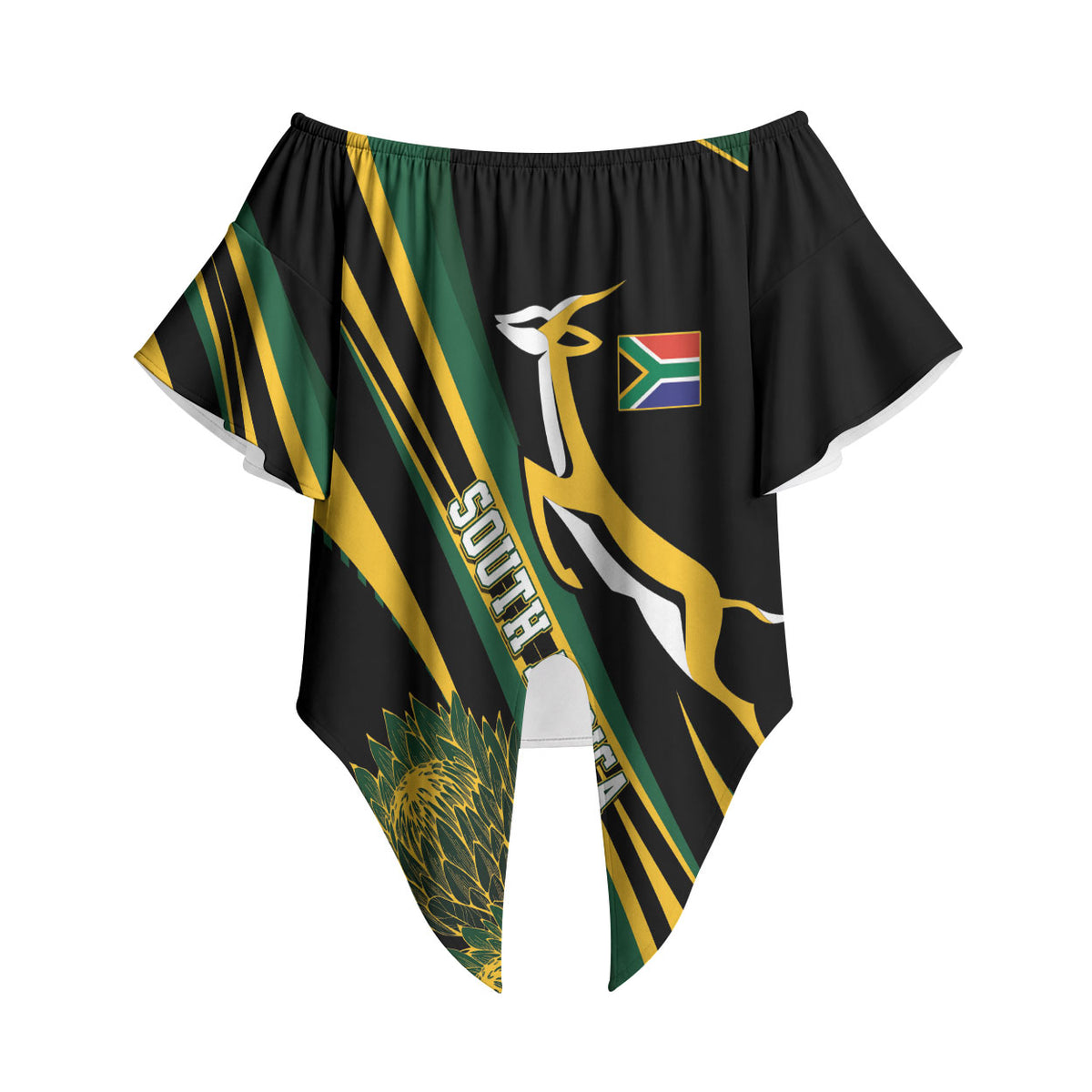 South Africa Bokke Modern Simple Motifs Off Shoulder Wrap Waist Top