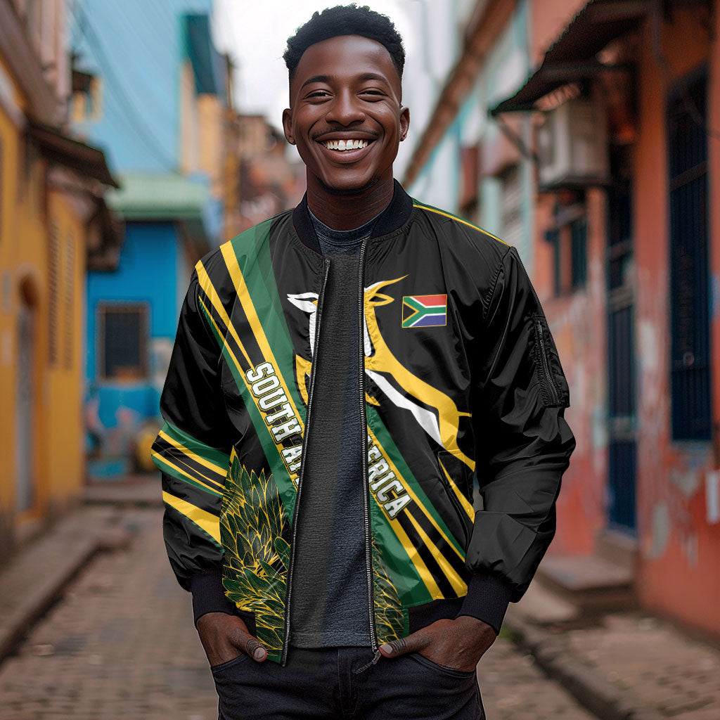 South Africa Bokke Modern Simple Motifs Sleeve Zip Bomber Jacket