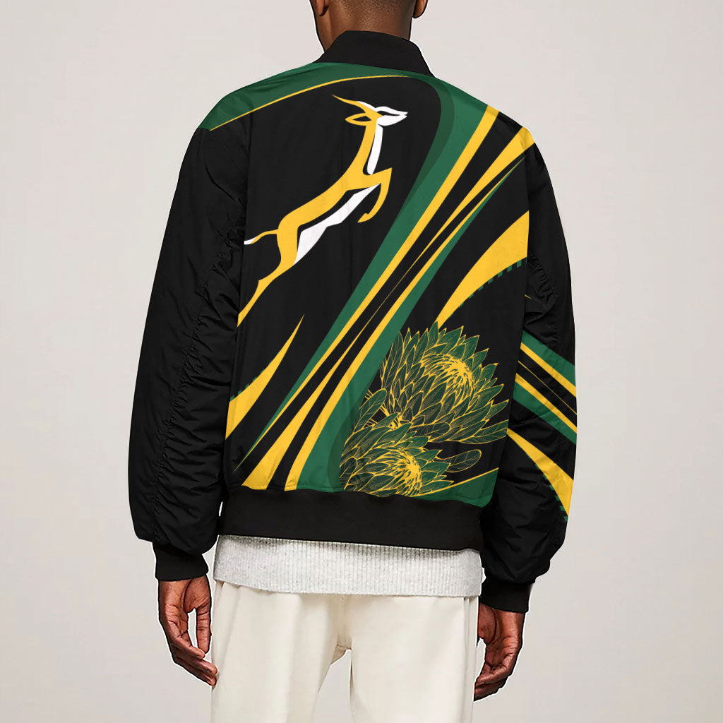 South Africa Bokke Modern Simple Motifs Sleeve Zip Bomber Jacket