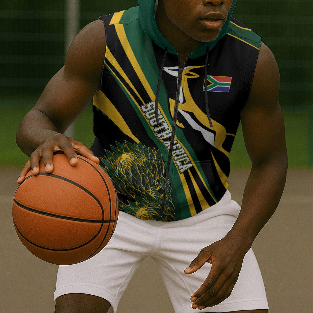 South Africa Bokke Modern Simple Motifs Sleeveless Zip Hoodie
