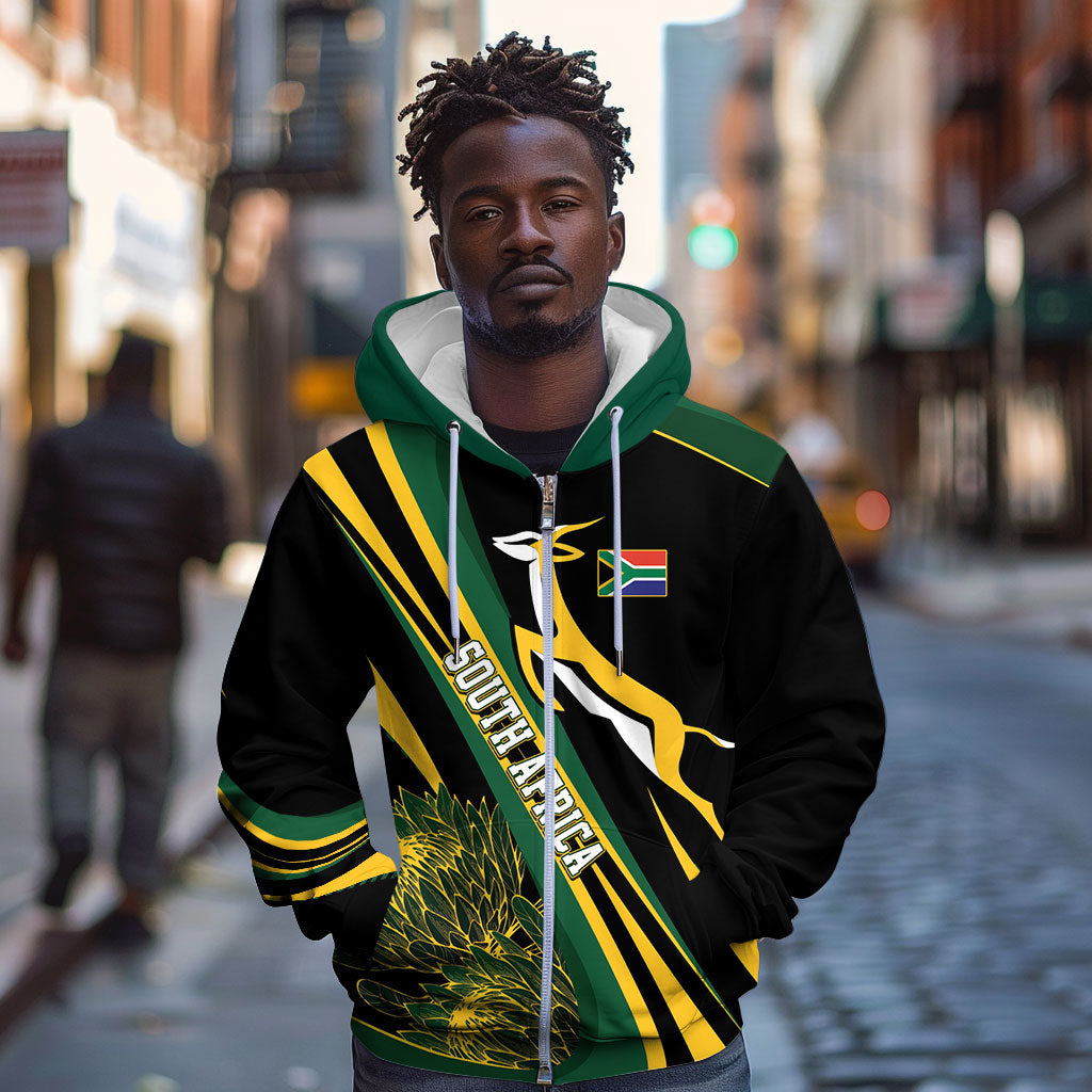 South Africa Bokke Modern Simple Motifs Zip Hoodie