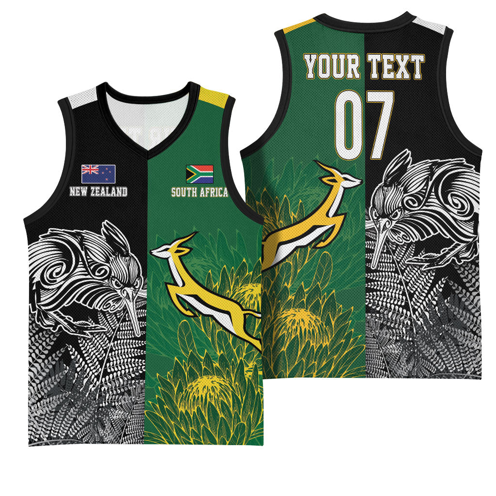 South Africa - New Zealand Greatest Rivals Rugby Custom Basketball Jersey Bokke Vs Kiwi