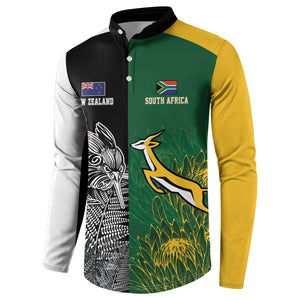 South Africa - New Zealand Greatest Rivals Rugby Custom Button Sweatshirt Bokke Vs Kiwi