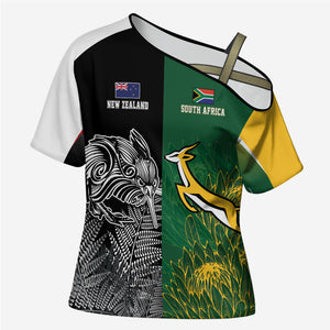 South Africa - New Zealand Greatest Rivals Rugby Custom Cross Shoulder Shirt Bokke Vs Kiwi