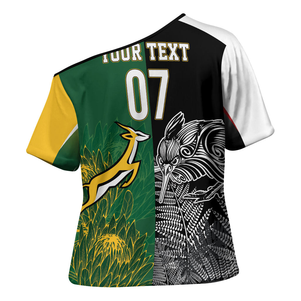 South Africa - New Zealand Greatest Rivals Rugby Custom Cross Shoulder Shirt Bokke Vs Kiwi