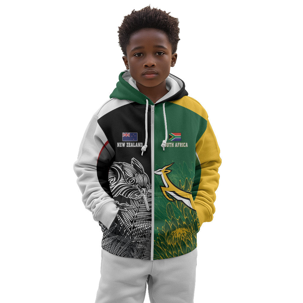 South Africa - New Zealand Greatest Rivals Rugby Custom Kid Hoodie Bokke Vs Kiwi