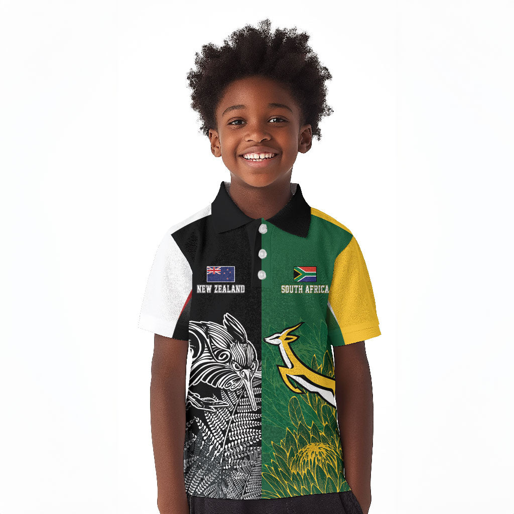 South Africa - New Zealand Greatest Rivals Rugby Custom Kid Polo Shirt Bokke Vs Kiwi