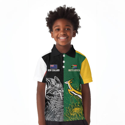 South Africa - New Zealand Greatest Rivals Rugby Custom Kid Polo Shirt Bokke Vs Kiwi