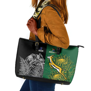 South Africa - New Zealand Greatest Rivals Rugby Leather Tote Bag Bokke Vs Kiwi