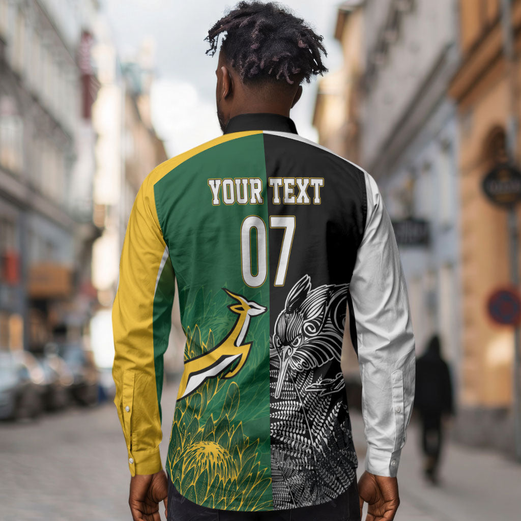 South Africa - New Zealand Greatest Rivals Rugby Custom Long Sleeve Button Shirt Bokke Vs Kiwi