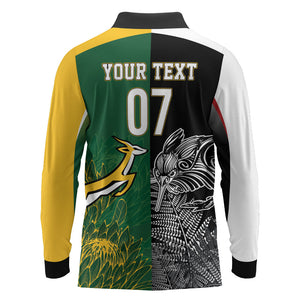 South Africa - New Zealand Greatest Rivals Rugby Custom Long Sleeve Polo Shirt Bokke Vs Kiwi