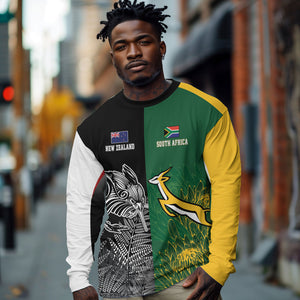 South Africa - New Zealand Greatest Rivals Rugby Custom Long Sleeve Shirt Bokke Vs Kiwi
