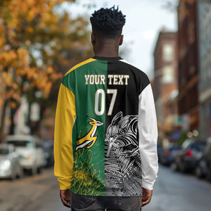South Africa - New Zealand Greatest Rivals Rugby Custom Long Sleeve Shirt Bokke Vs Kiwi