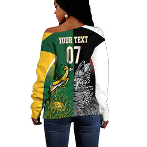 South Africa - New Zealand Greatest Rivals Rugby Custom Off Shoulder Sweater Bokke Vs Kiwi