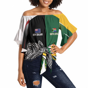 South Africa - New Zealand Greatest Rivals Rugby Custom Off Shoulder Wrap Waist Top Bokke Vs Kiwi