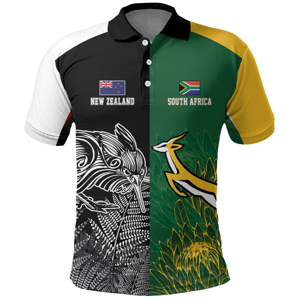 South Africa - New Zealand Greatest Rivals Rugby Custom Polo Shirt Bokke Vs Kiwi