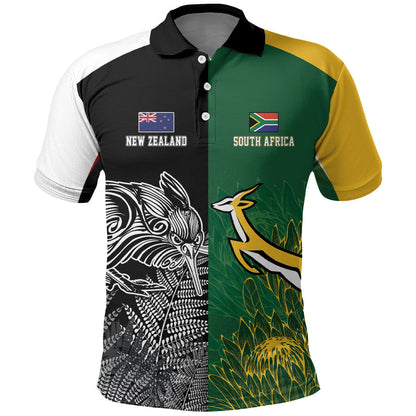 South Africa - New Zealand Greatest Rivals Rugby Custom Polo Shirt Bokke Vs Kiwi